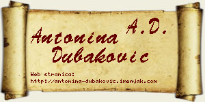 Antonina Dubaković vizit kartica
